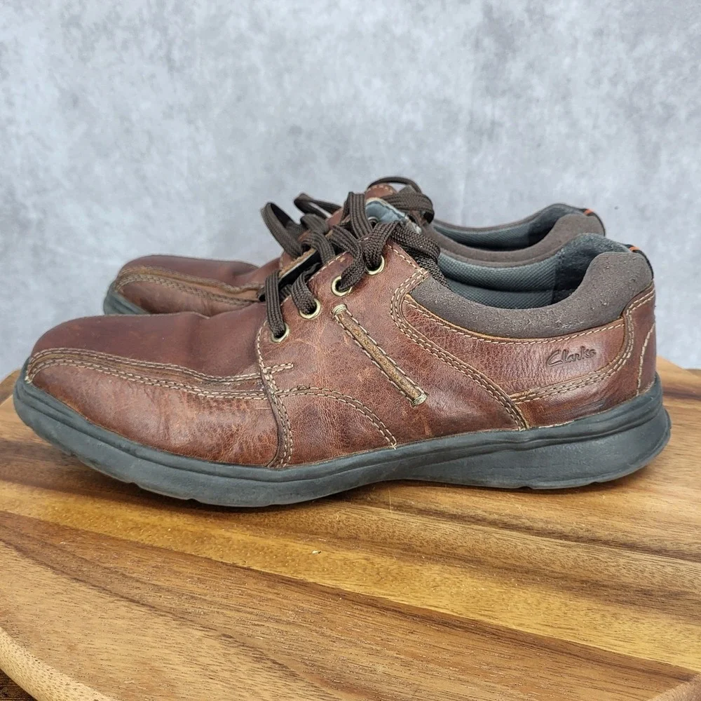 Clarks‎ Oxford Shoes Mens 9 M Brown Leather Bicycle Toe Cotrell Walk Casual